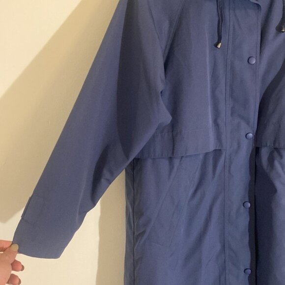 L.L. Bean Full Length Blue Purple Trench Coat Rain Jacket Women’s Small - Picture 7 of 11